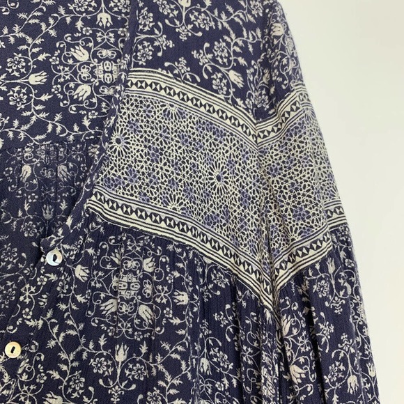 Zara Trafaluc Size Small Floral‎ Boho Romper Long Sleeve Pockets Button Front - Picture 4 of 9